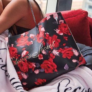 NWT Victoria Secret's Black Roses Tote Bag